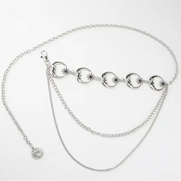 Anthropologie Accessories - Silver Moon Sun Celestial Chain Belt